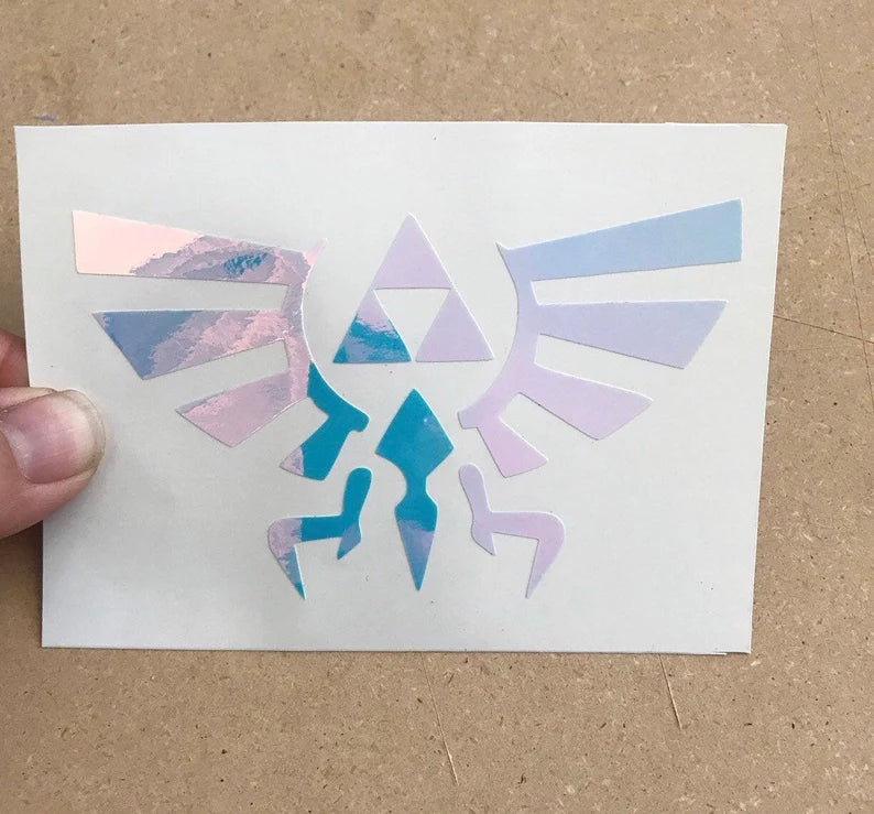 TriForce Wing Crest Tri-force Wingcreat Zelda Legend Decal Tumbler Water Bottle Vinyl Sticker Holographic Decal Tri Force Planner