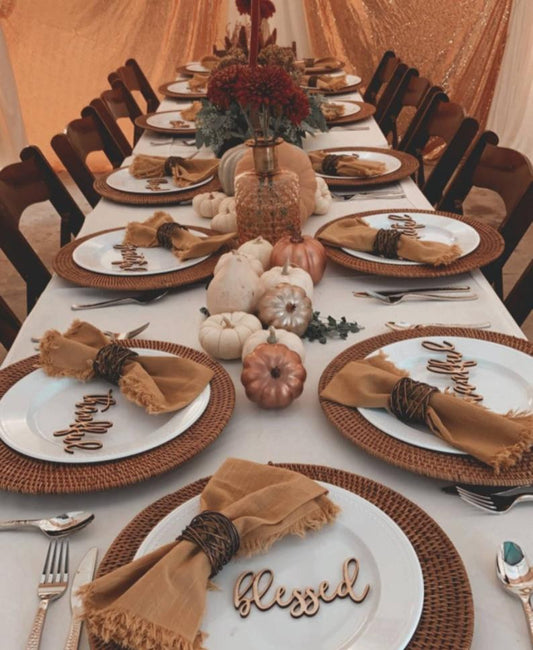 Thankful | Grateful | Blessed Wood Table Plate Place Signs Just in Time for the Holidays! Great Thanksgiving of Christmas Table Addition