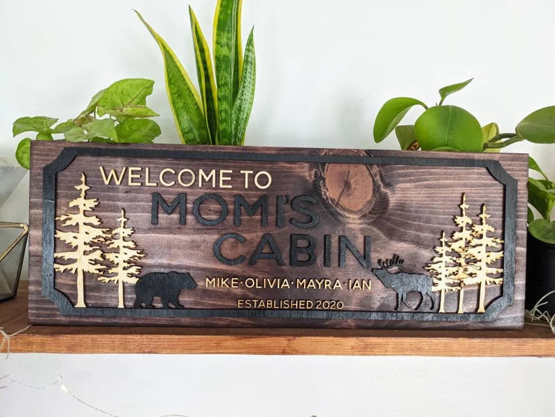 Cabin Sign | Lodging Sign | Family Cabin Sign | Great Outdoors Wooden Sign | Welcome Cabin Home Decor | Wall Decor Hanging Sign