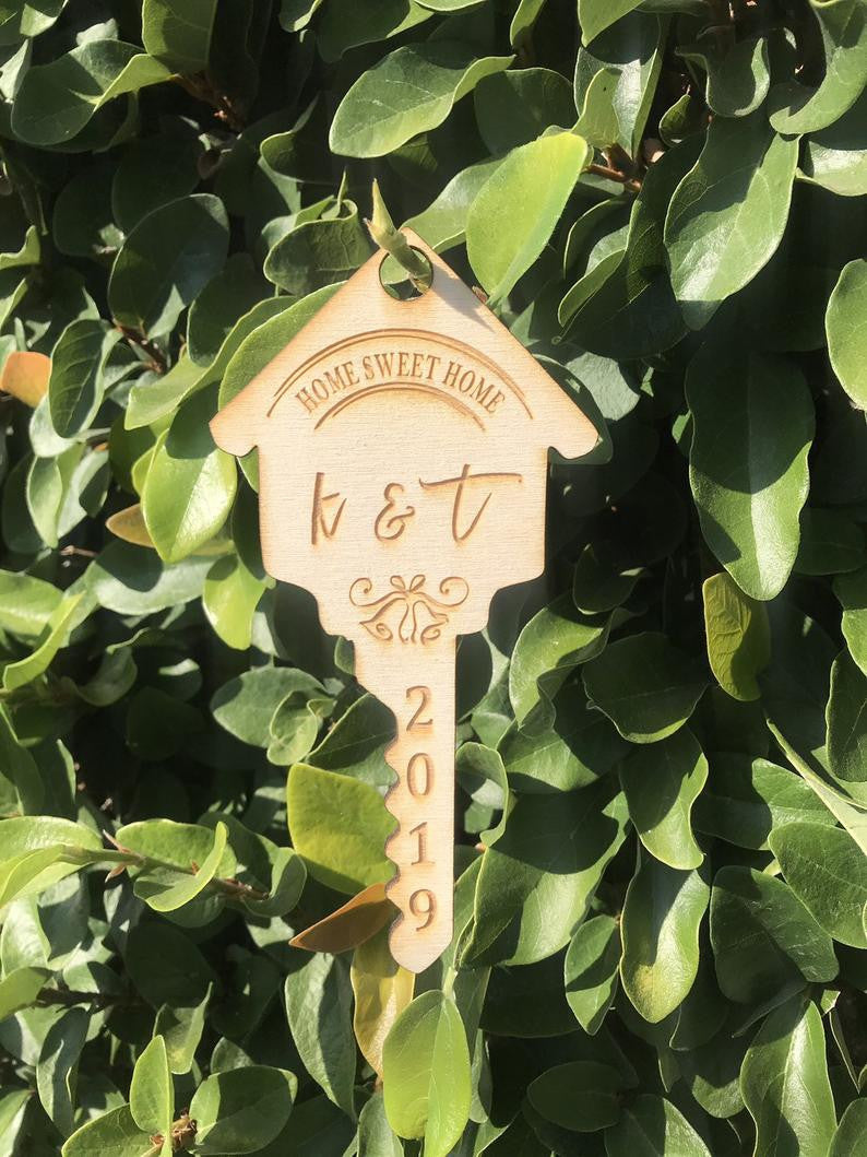 Personalized First Home Sweet Home Key Christmas Family Ornament Initials  Keepsake House Warming Gift Custom