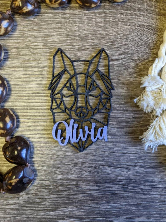 Geometric Wolf Name Sign | Bedroom or Nursery Room Decor | Home Decor | Name Sign | Modern Name Sign | 3D Wooden Sign |